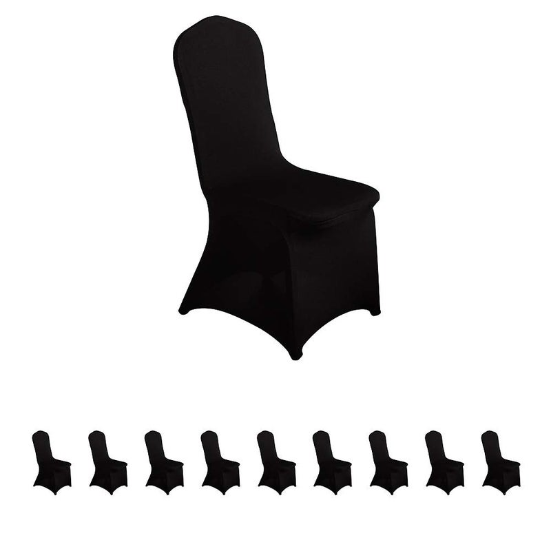 LZY 10pcs Spandex Chair Cover Stretch Slipcovers for Wedding Party, Dining Banquet Chair Decoration Covers (Black, 10) - Image 1